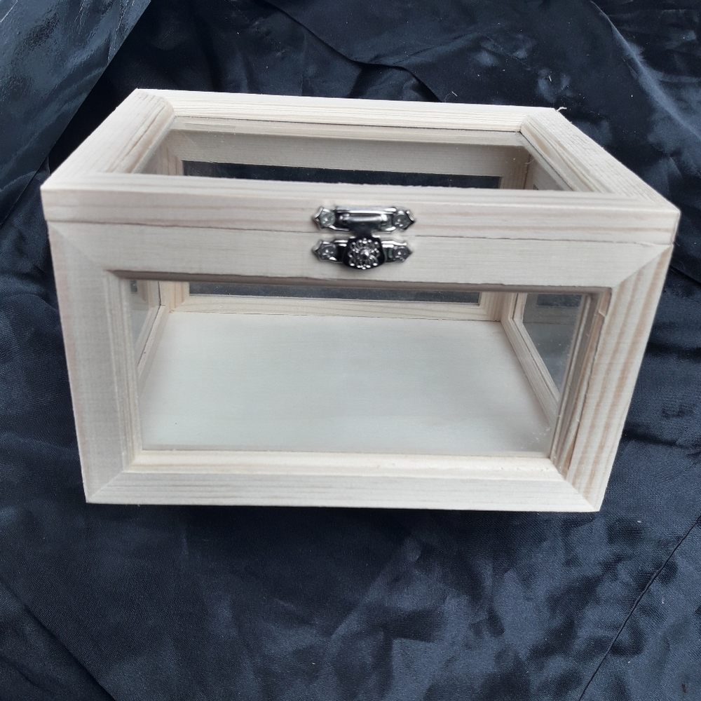 Glass and Wood Display Box for Jewelry Crystals Trinkets Collectibles Beads - Picture 2 of 9